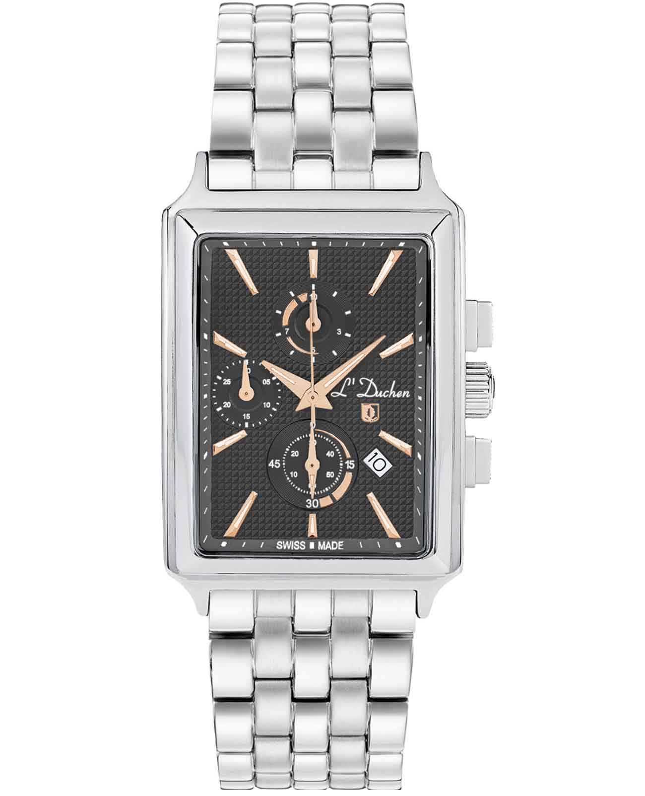 L'Duchen L'Duchen Adventure Chrono D 612.10.32  D 612.10.32 кварцевые мужские часы серый циферблат, браслет нержавеющая сталь — вид спереди